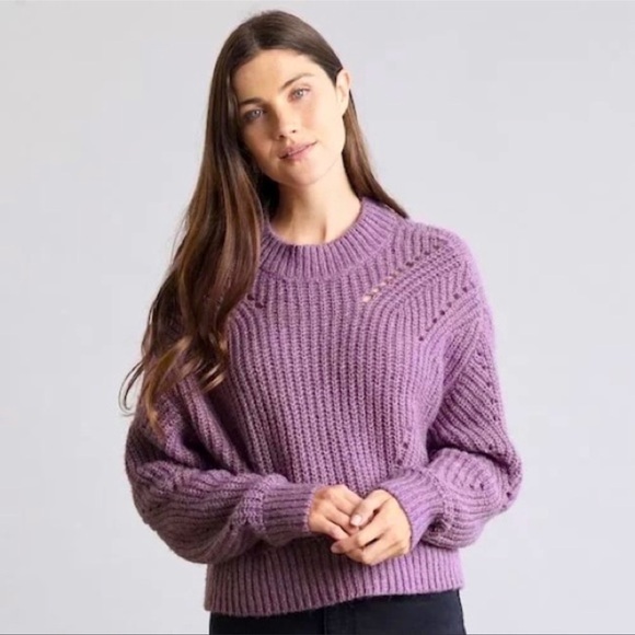 Elizabeth And James Giada Lavender Metallic Thread Chunky Open Knit Sweater - Picture 1 of 11